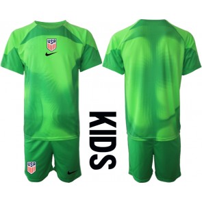 Förenta staterna Målvakt kläder Barn VM 2022 Bortatröja Kortärmad (+ korta byxor)